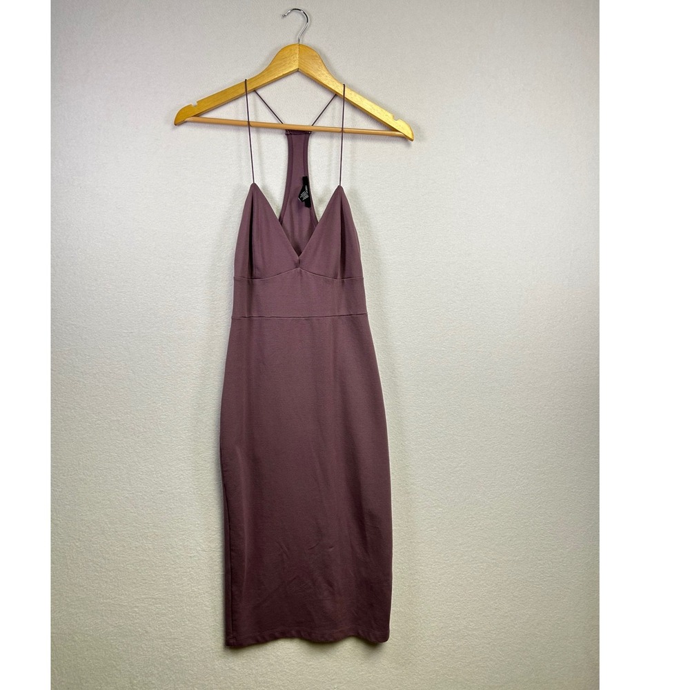 Forever 21 Racerback V Neck Midi Dress Mauve Purple Knit Bodycon Size S